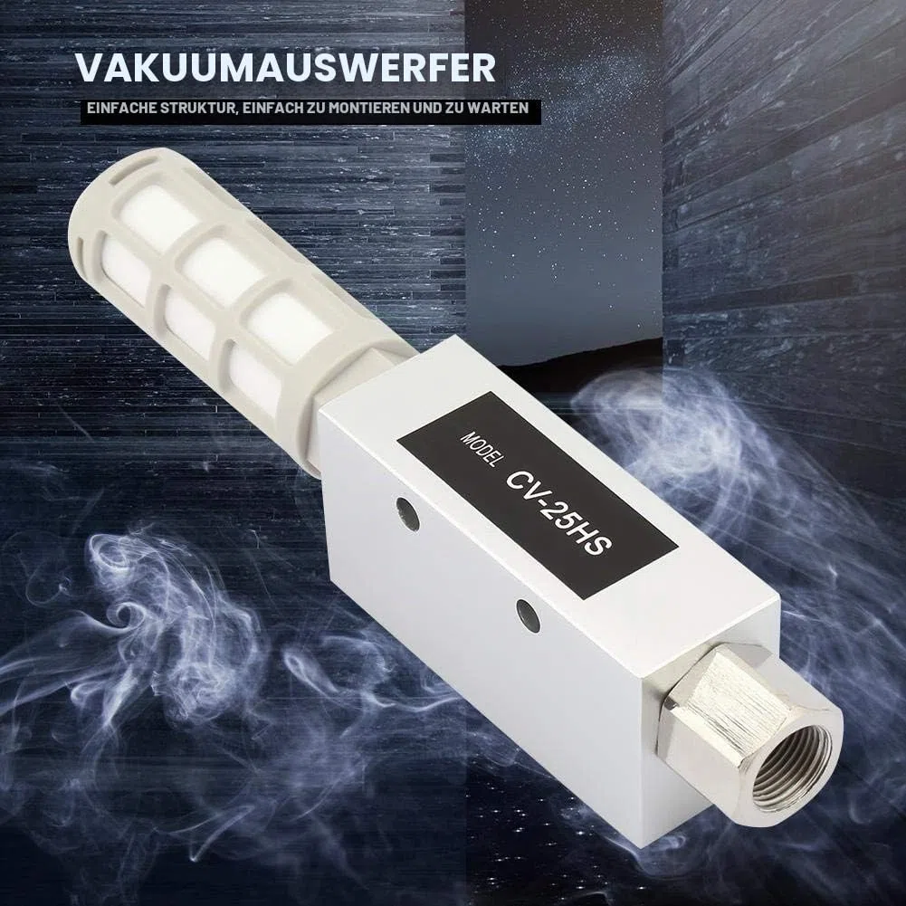 Akozon Vakuumgenerator, CV-25HS pneumatischer Vakuum-Ejektor mit Schalldämpfer