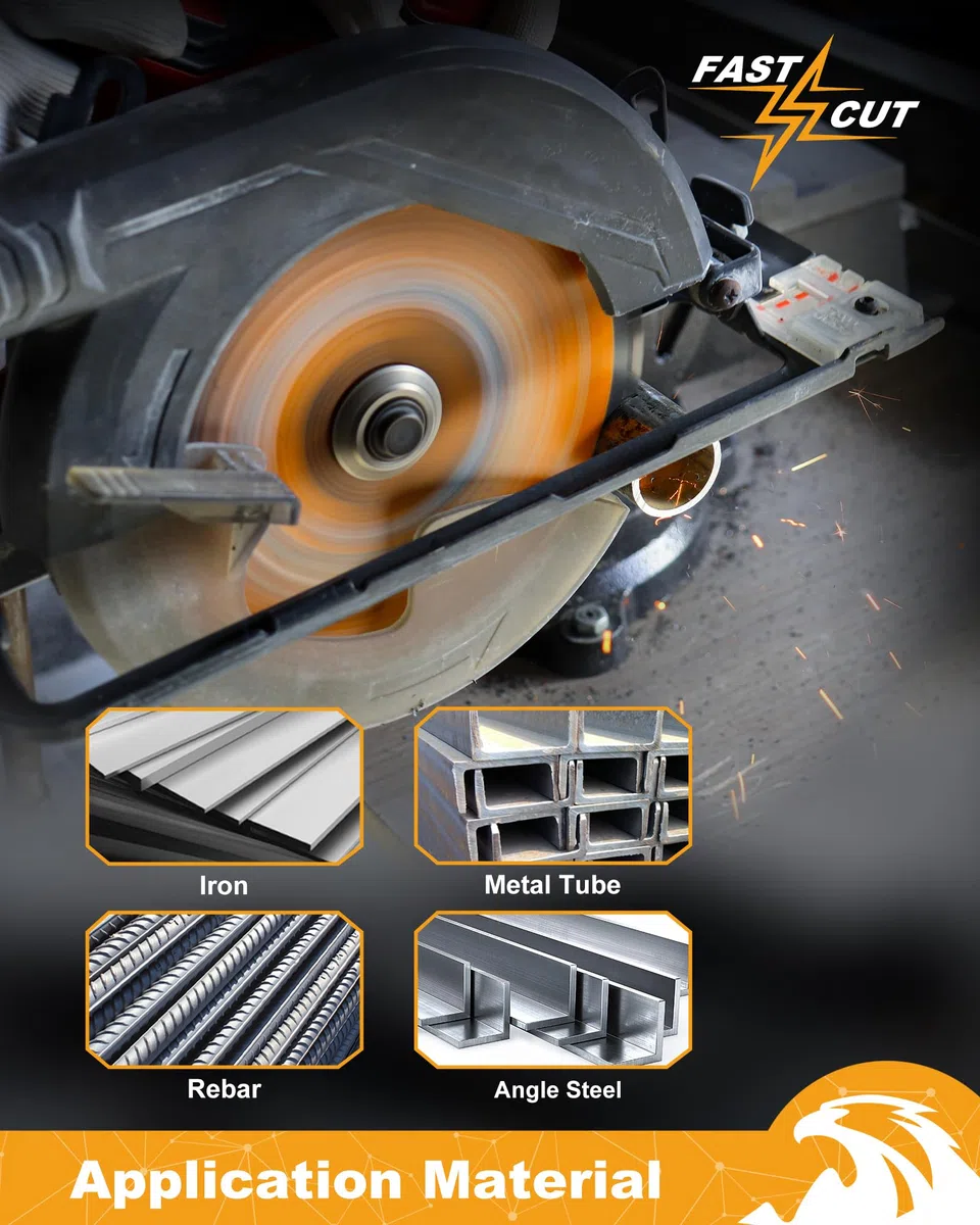 Metallsägeblatt 165 mm 48Z für Bewehrungsstahl, Winkelstahl, Rohre, Profile, keramisch hartmetallbestücktes Sägeblatt mit 15,875 mm Bohrung