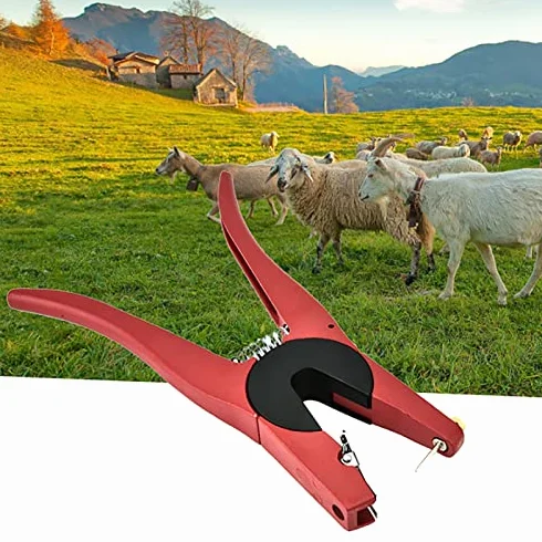 YOUTHINK Ohrmarkenzange, Einteilige Ohr Tag Zange, Ear Tag Zange, Schweinevieh Ohrmarkenzange, Vieh Tier Ohr Tagging Zange für Rinder, Schafe und Schweine, Rot