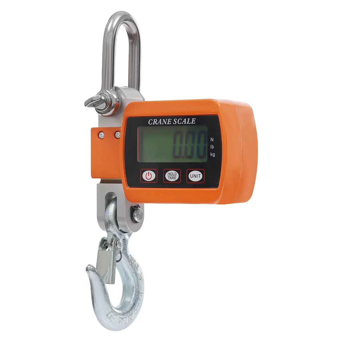 Digitale Kranwaage 500KG, Elektronische Hängewaage Industrie Hängende Waage Tragbare LCD Zugwaage mit Haken (Orange)