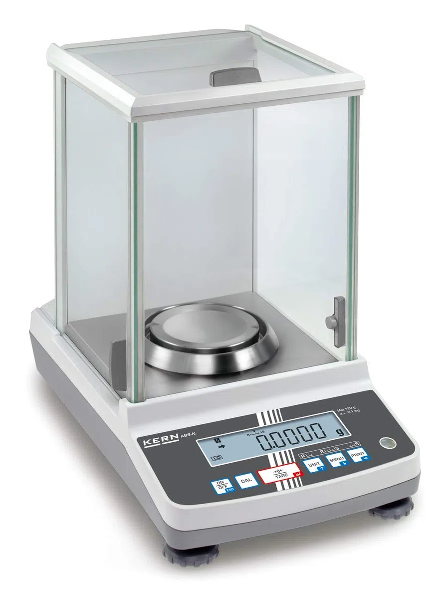 KERN Analysenwaage ABS 220-4N (mit Single-Cell Wiegesystem, mit Arbeitsschutzhaube, Automatischer Daten-Output, Ablesbarkeit 0,0001 g, Einbereichswaage, Digitale Waage) ABS 220-4N