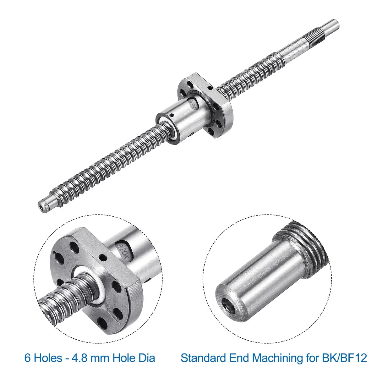 QUARKZMAN BallScrew SFU1204 (Durchmesser 12mm, Steigung 4mm, Länge 250mm) mit Kugelgewindemutter Anti-Backlash Kugelgewindesatz Standard-Endbearbeitung für BK/BF12 CNC-Maschinenteile