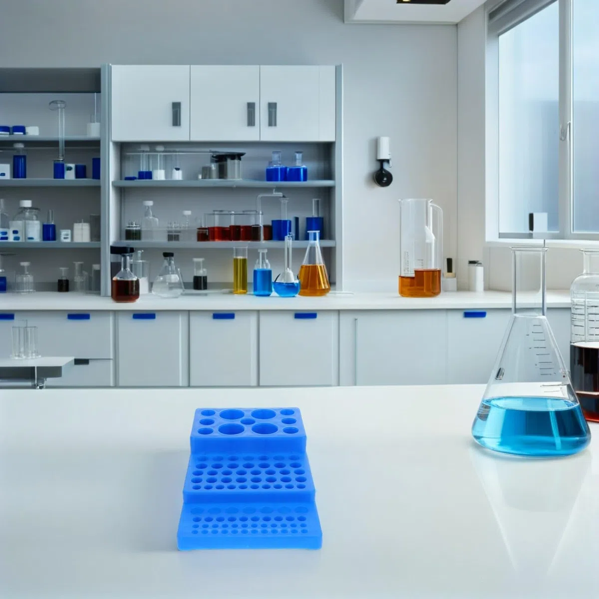 Kunststoff Reagenzglasgestell aus Robustem Pp 2 Stück mit 92 Löchern in Blau Vielseitig Einsetzbar für Laborproben für Zentrifugenröhrchen für Biomedizin und Chemie