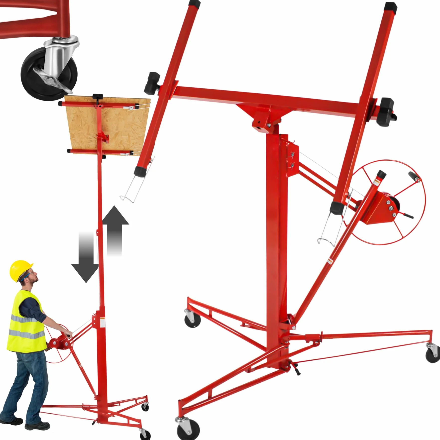 tectake® XXL Plattenheber Trockenbau, Rigips Werkzeug für Innenausbau, Heber für Rigipsplatten u.a. Platten, Hebevorrichtung für Paneele, Hebewerkzeug für Türen, Lastenheber