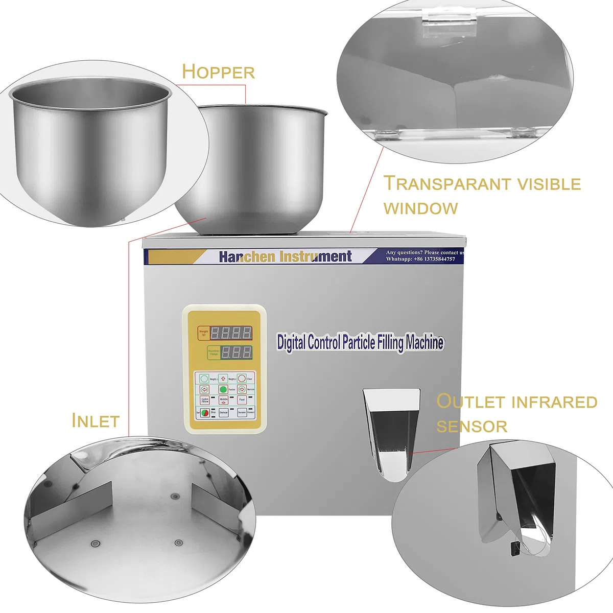 Hanchen 2-200g Pulver Füllmaschine Partikel Wiegemaschine Automatische Flasche Beutel Pulverfüller für Tee Samen Körner Pulver 220V