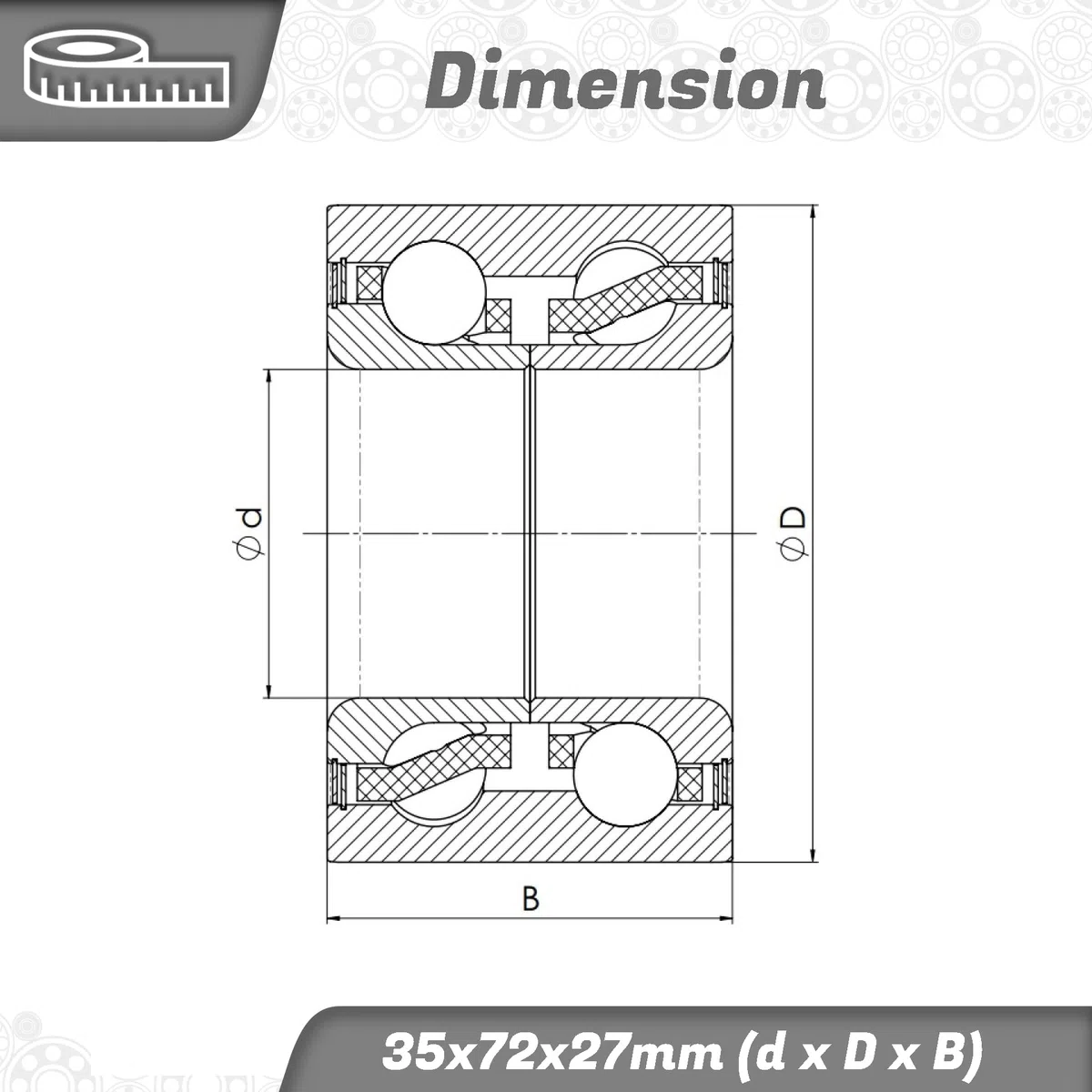 Schrägkugellager 3207/5207 c4 35x72x27mm, DIN 628, zweireihig, Reibungsarm, abgedichtetes Lager für radiale & axiale Belastungen, Ideal für Industrie- & Automobilanwendungen