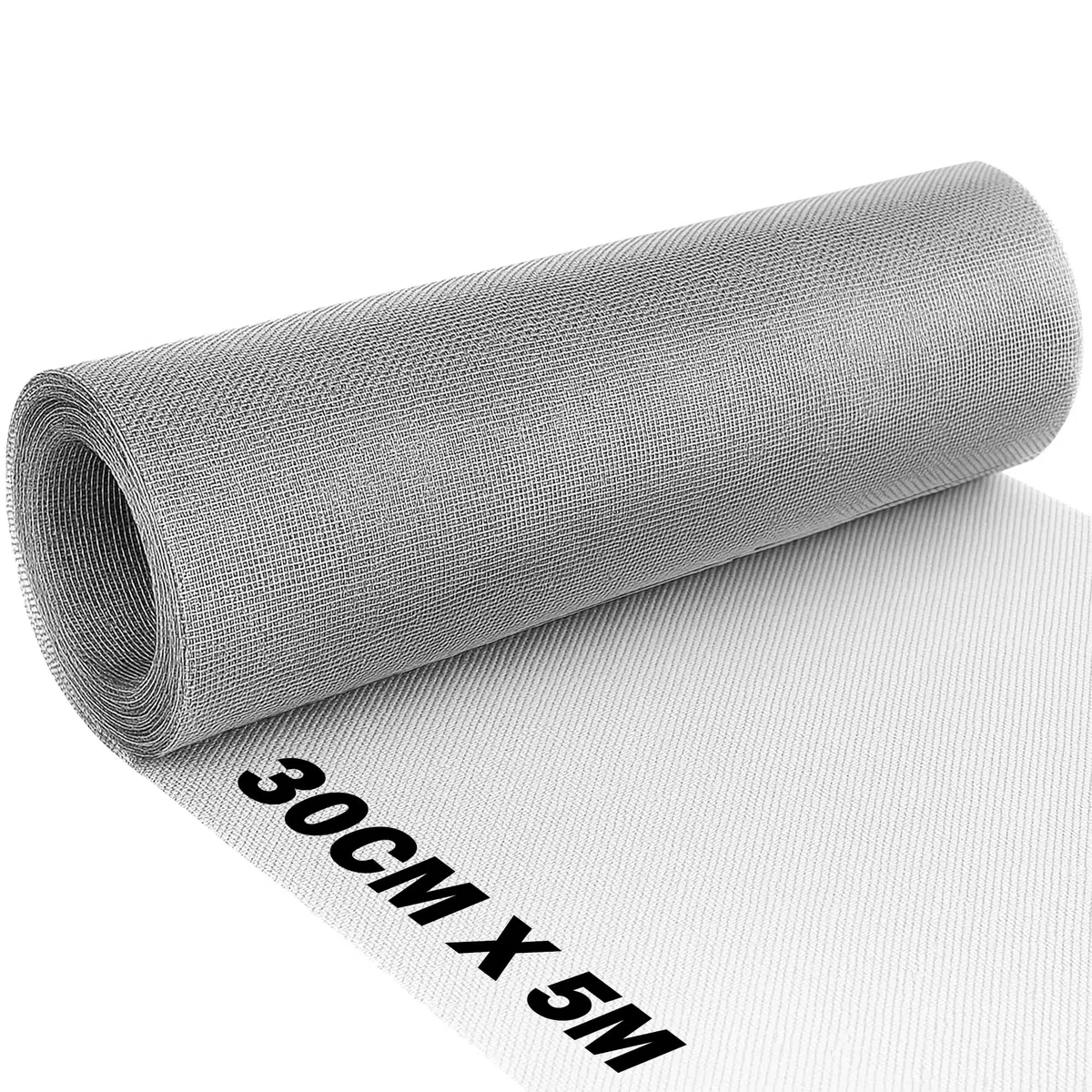 BLOSTM 304 Edelstahl-Drahtgitter-Rolle – 30 cm x 5 m, rostfreies feines Metallgitter zum Abdecken von Lüftungsschlitzen, Ziegeln, Fenstern – blockiert Nagetiere, Insekten, Mäuse, Schädlinge vom