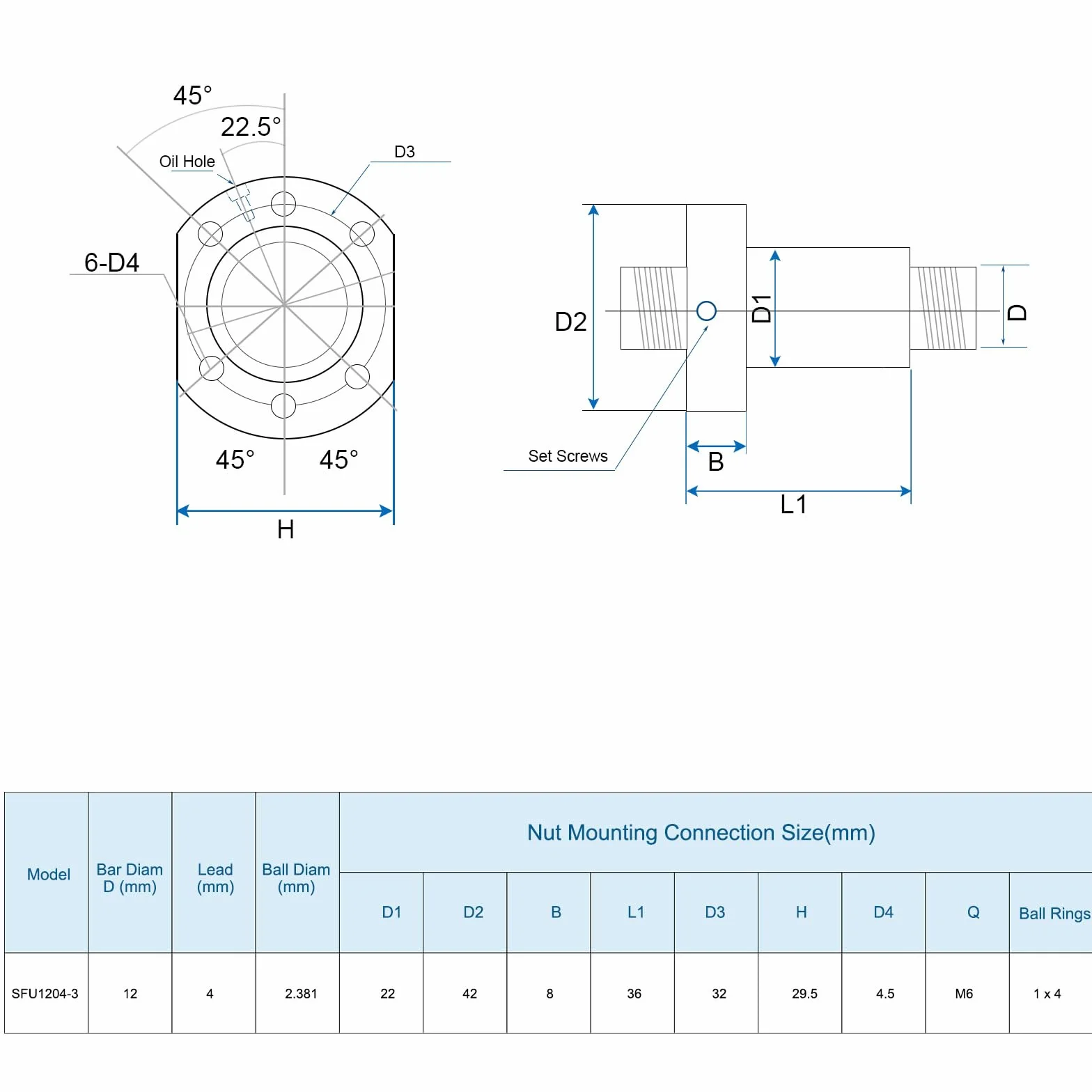 QUARKZMAN BallScrew SFU1204 (Durchmesser 12mm, Steigung 4mm, Länge 250mm) mit Kugelgewindemutter Anti-Backlash Kugelgewindesatz Standard-Endbearbeitung für BK/BF12 CNC-Maschinenteile