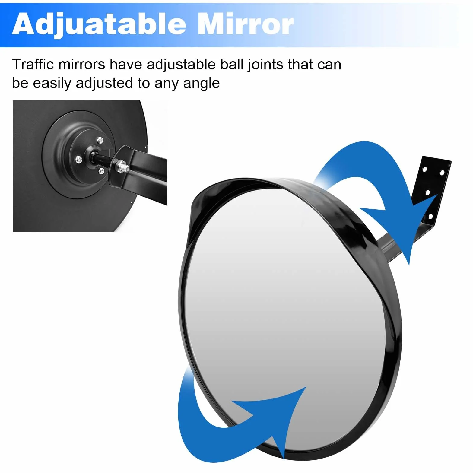 30cm Konvexspiegel Verkehrsspiegel Traffic Mirror Beobachtungsspiegel Sicherheitsspiegel für Einfahrten Lagerhallen Garagen mit 1x Halterung 4x Schrauben