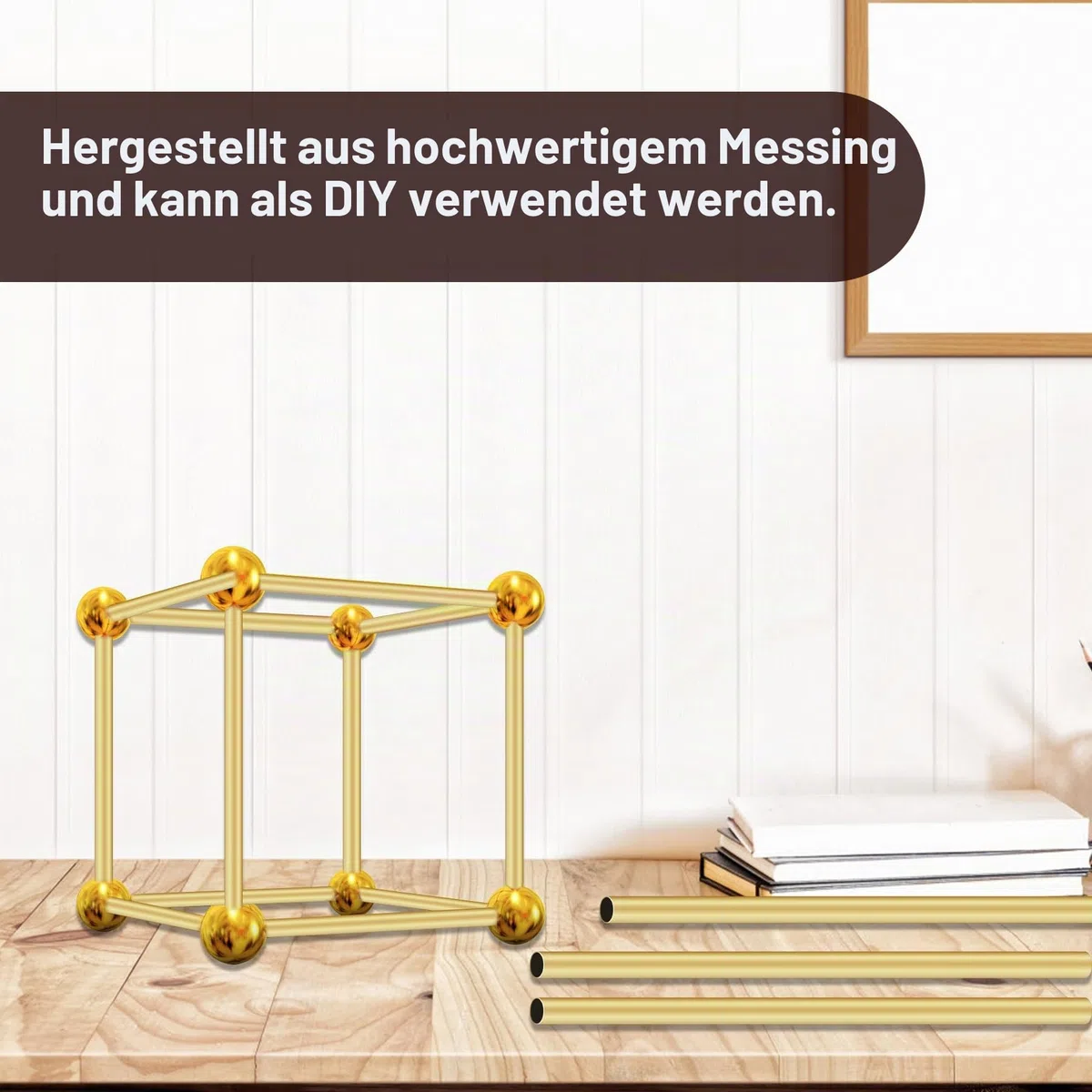Messing-Rundrohr-Set, 6 Stück, nahtlos, gerade, 5 mm, 6 mm, 7 mm, 8 mm, 9 mm, 10 mm Außendurchmesser x 0,3 mm Wandstärke, 300 mm Länge, Messingrohre für Heimwerker, Handwerk