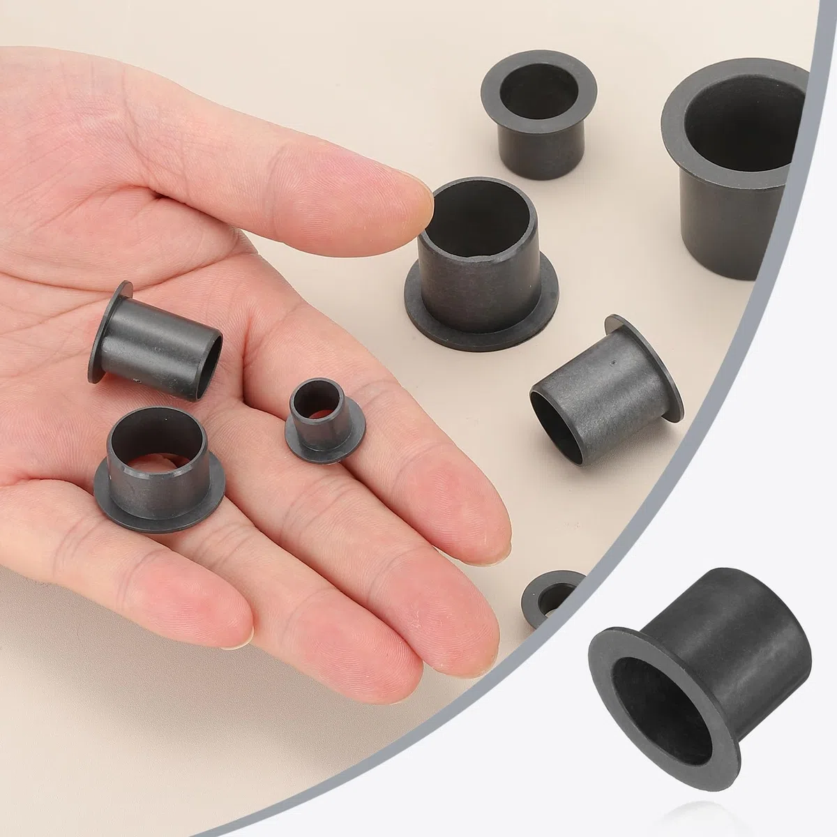 sourcing map Flanschhülsenlager, Kunststoffbuchse, ID 15 mm x Außendurchmesser 17 mm x Länge 17 mm POM-Buchse, Schwarz, 6 Stück
