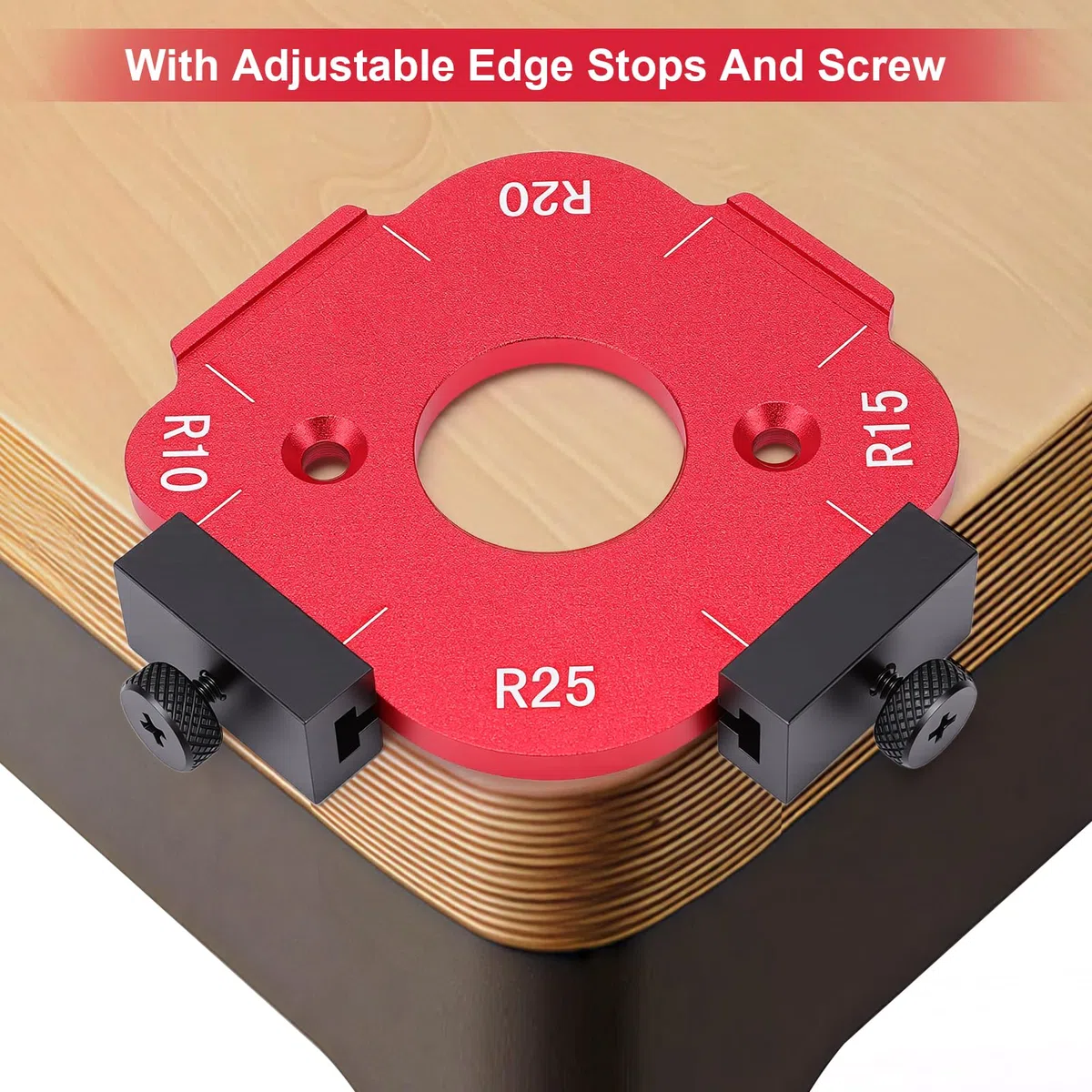 Frässchablone für Oberfräse, 2 Stück Radius Jig Router Schablone, Aluminiumlegierung Ecke Radius Schablone mit 4 Bündigfräser für Holzbearbeitung R10 R15 R20 R25 R30 R35 R40 R50