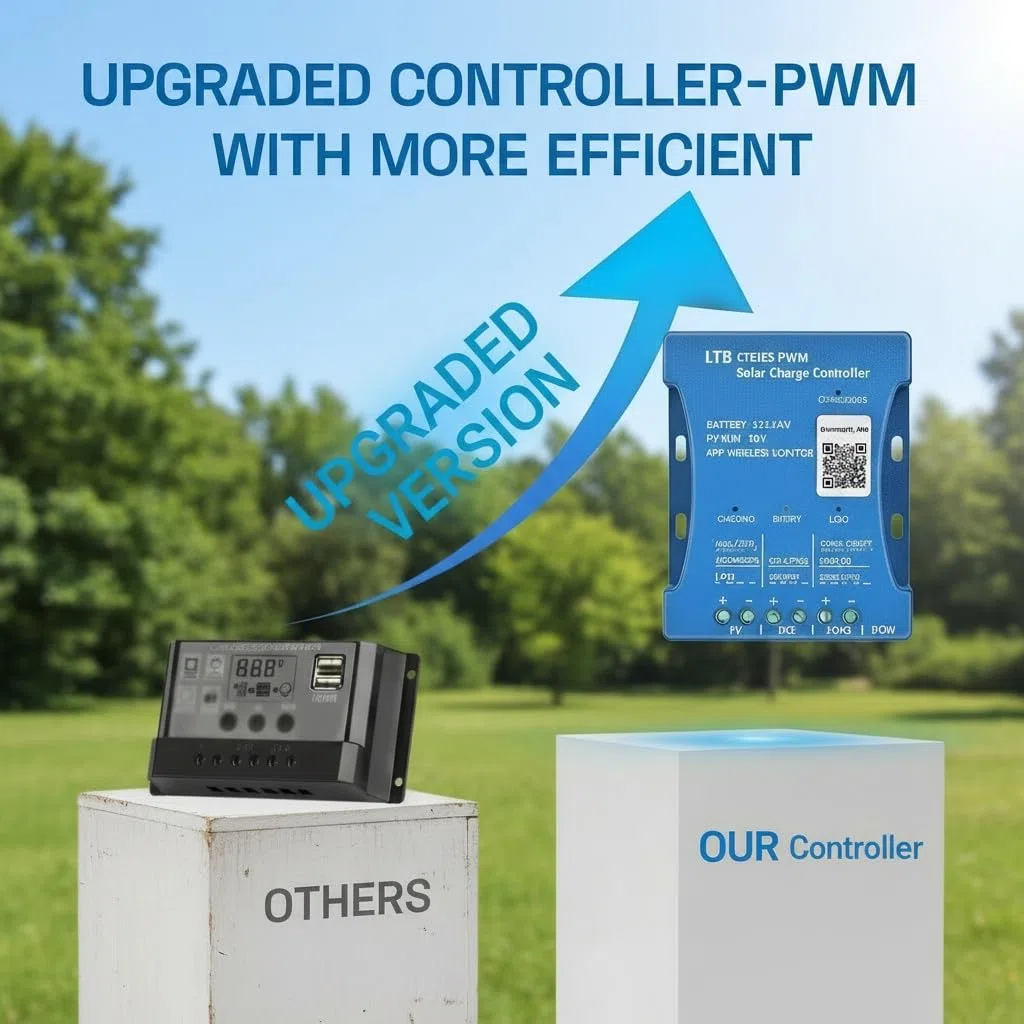 20 A Bluetooth-Solar-Ladegerät, Controller, 12 V/24 V, intelligenter Regler, Solarmodul-Batterie, Ladestatistik, PWM mit USB-Anschluss, 12 V / 24 V Blei-Säure-/Lithium-Batterie