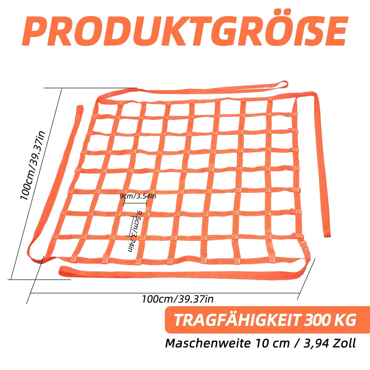 Hochleistungs-Hebenetz aus Polyester, 1 x 1 m, 300 kg, tragfähig, verschleißfest, Be- und Entladenetz, Ladungshängenetz, vertikales Hebenetz, geeignet für die Handhabung von Logistiklagern