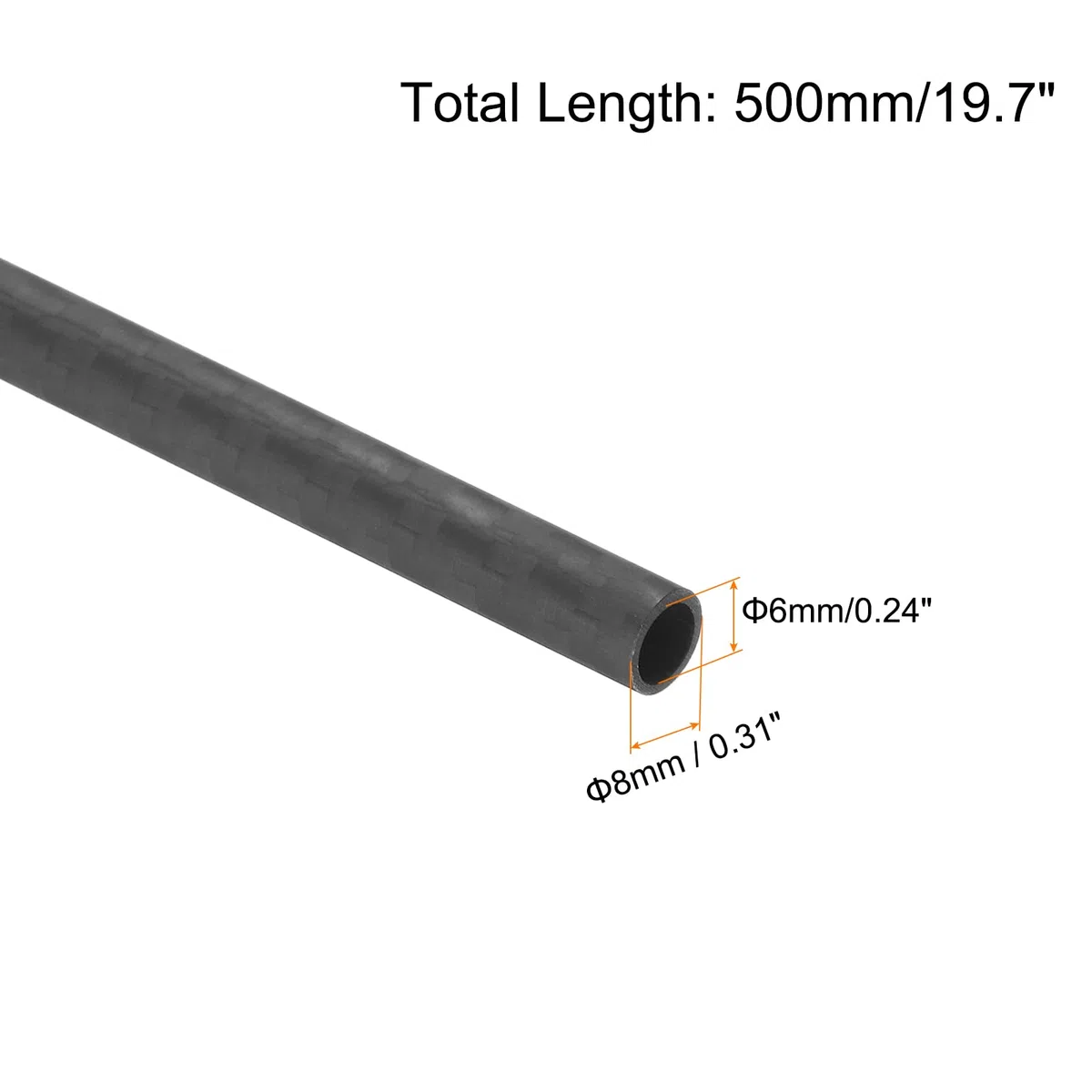 QUARKZMAN 4 Stücke Kohlefaserrohr 6 x 8 x 500mm Matte Oberflächenstange 3K Rollenwickel Kohlefaser Rundrohr für RC Flugzeug Multicopter