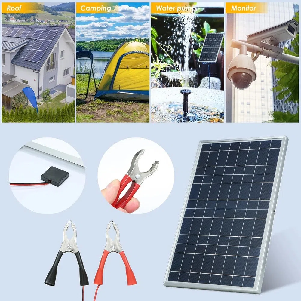 30W Mono Solarpanel Kit 12-V-Solarmodul-Komplettset, 30 W Leistung, Tragbarer Solaranlage, Wiederaufladbarer Solarzellengenerator für Auto RV Marine Boot für Hause