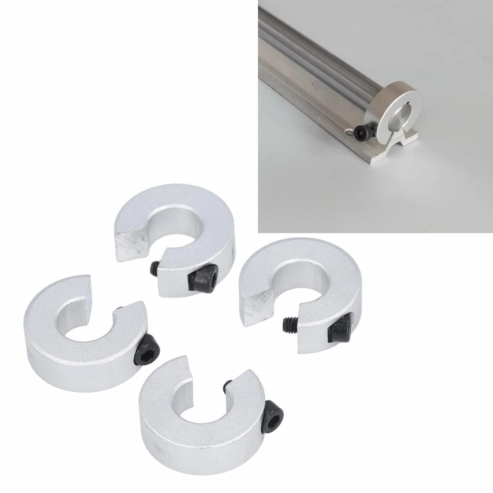 Set mit 4 Schellen für Linearschiene, ID-Ringe, 16 mm, Durchmesser 35 mm, Dicke 10 mm, Befestigungsring für Wellenbegrenzung aus Aluminiumlegierung mit M4-Schraube, All-in-One-Zange