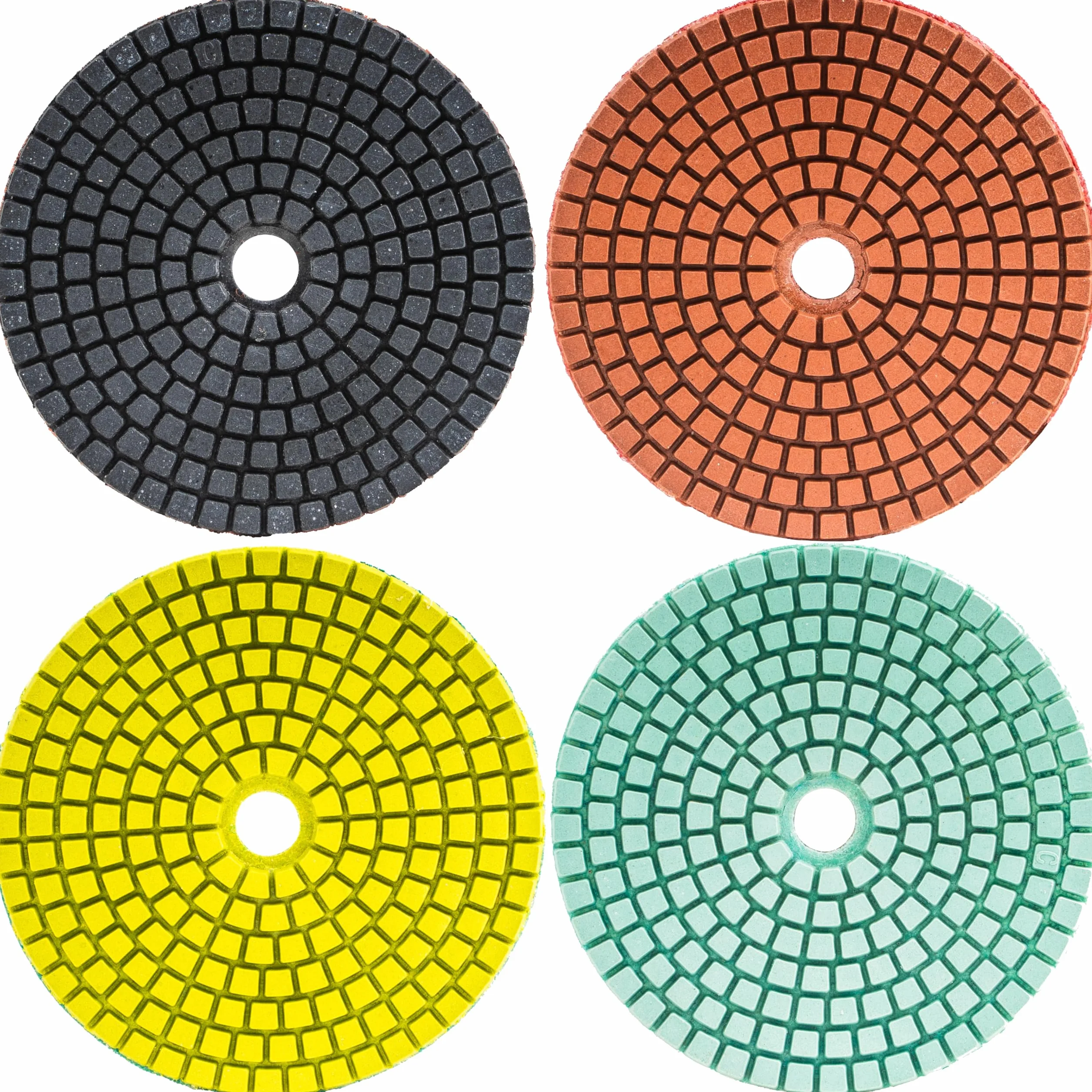DELPHI Nass Diamant Schleifscheibe Polierset 7 Stück Diamantscheiben Set 100mm zum Schleifen Polieren von Feinsteinzeug, Keramik Körnung 50-3000 mit Wollpad M12-Adapter und Schutzhandschuhe