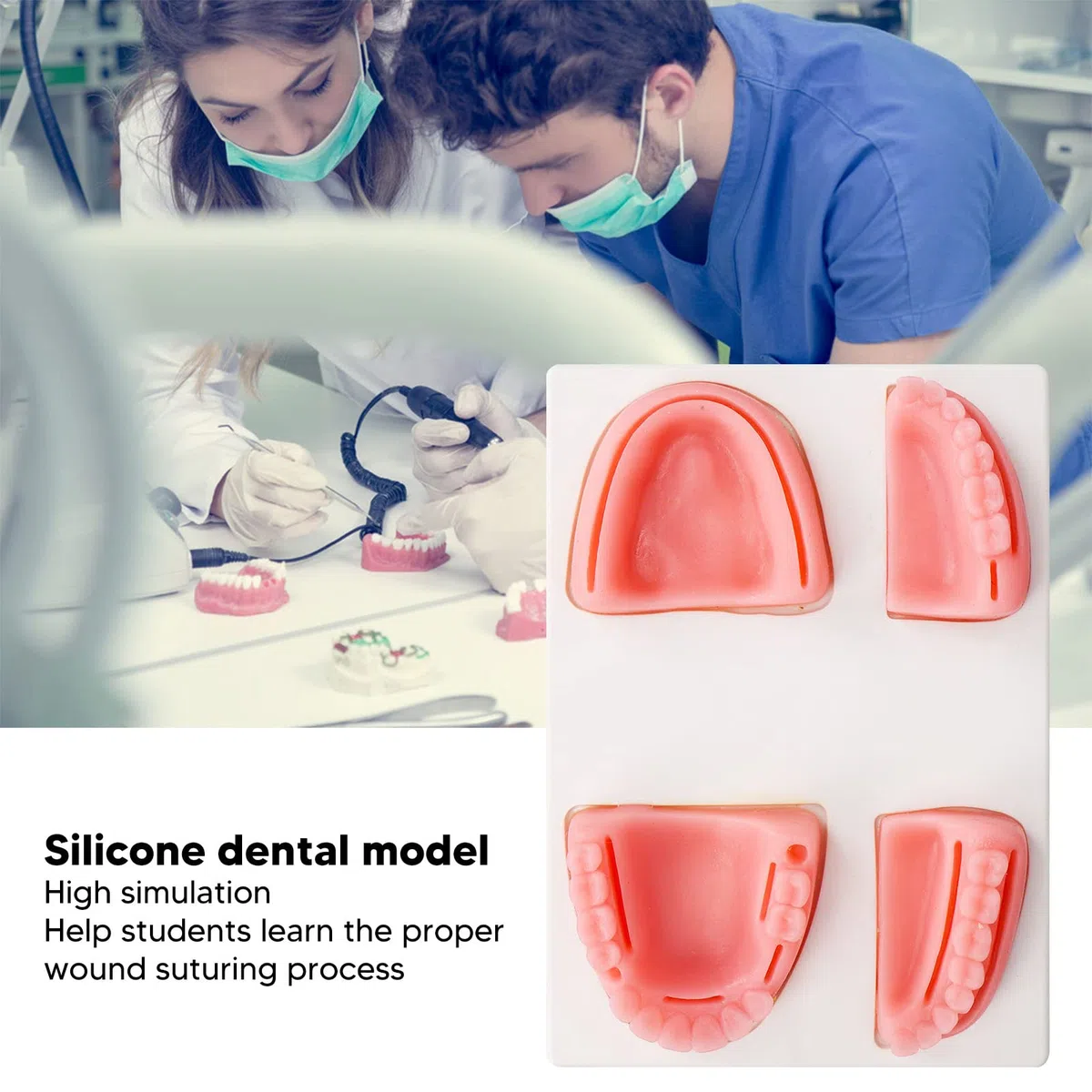 Fyearfly Orales Naht Trainingsset, Dentales Naht Übungsset, Dental Naht Praxis Kit Silikon Modell Zange Pinzette Gewinde Oral Naht Training Kit Für Das Nahttraining in Der Zahnmedizin