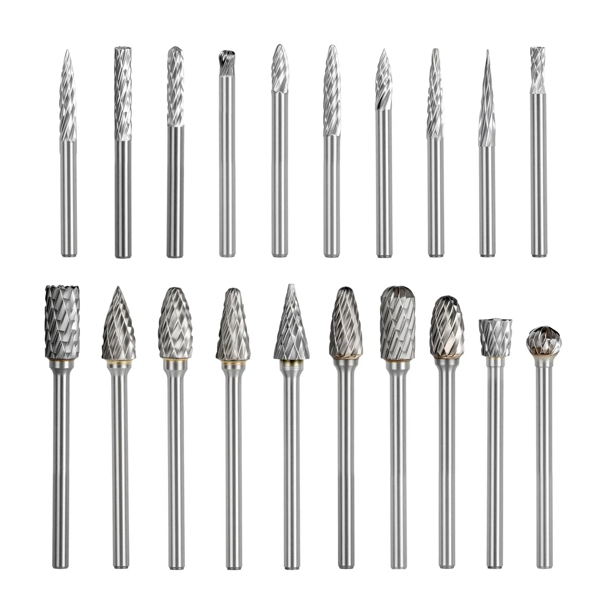 CSOOM 20 StückHartmetall Frässtifte Set, Hartmetallfräser mit Doppelschnitt, Wolfram Hartmetall Rotationsfräser, 3 mm Schaft, für Holz Gravieren, Schleifen, Schnitzen, Metallpolieren, Bohren