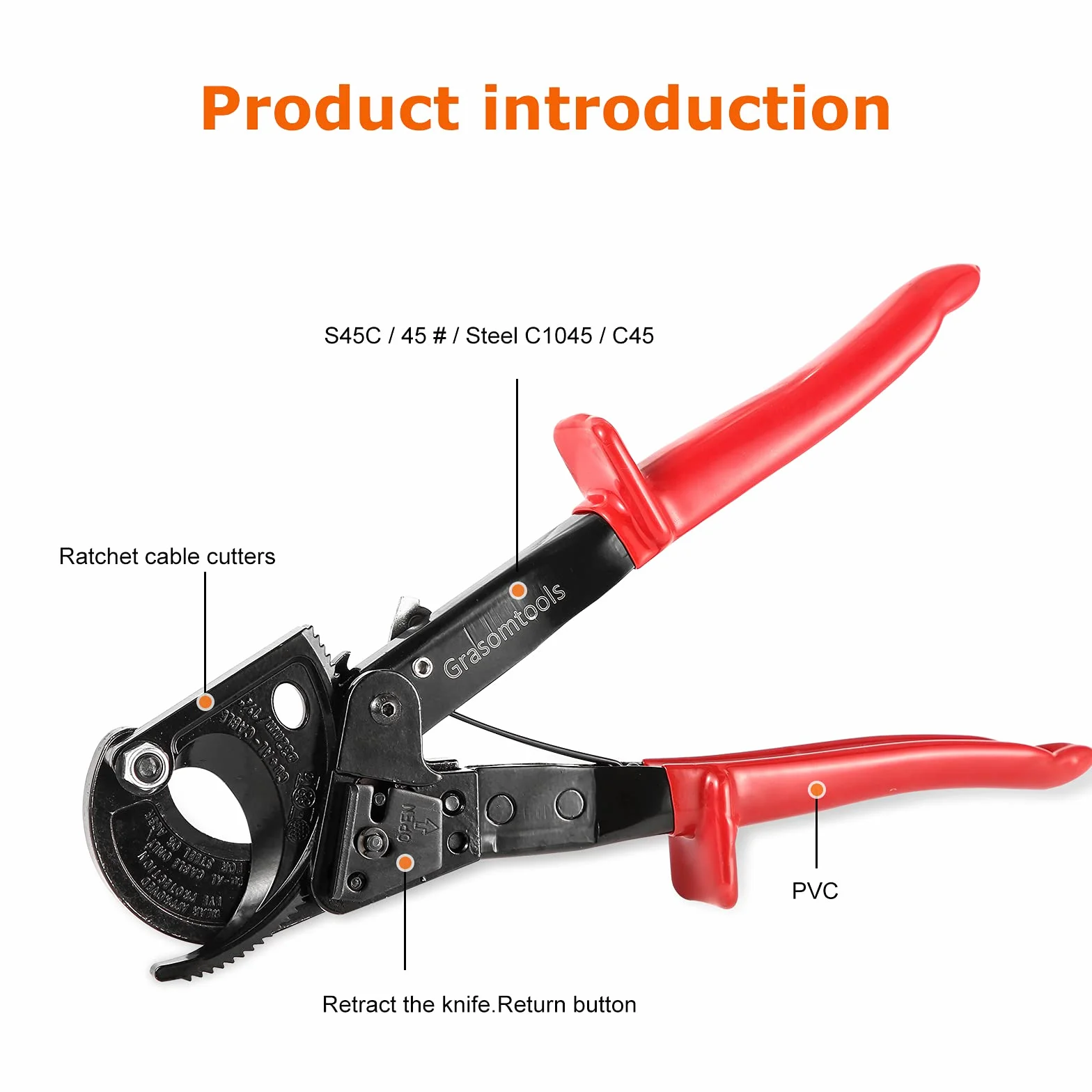 Ratschen-Kabelschneider, Ratschenschneider und Drahtkabelschneider, schneidet bis zu 240 mm², HS325A robuster Aluminium- und Kupfer-Ratschen-Kabelschneider