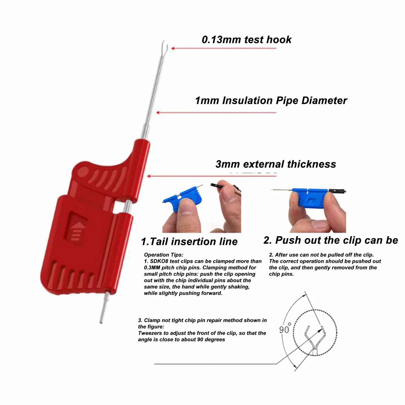 Testclip-Chip-Fußclip, Mikro-IC-Klemme für SOIC TSSOP TSOP SSOP MSOP PLCC QFP TQFP LQFP SMD IC-Testchip SDK08 mit Einfacher Bedienung, Hohe Zuverlässigkeit für 40 V 2 A Strom