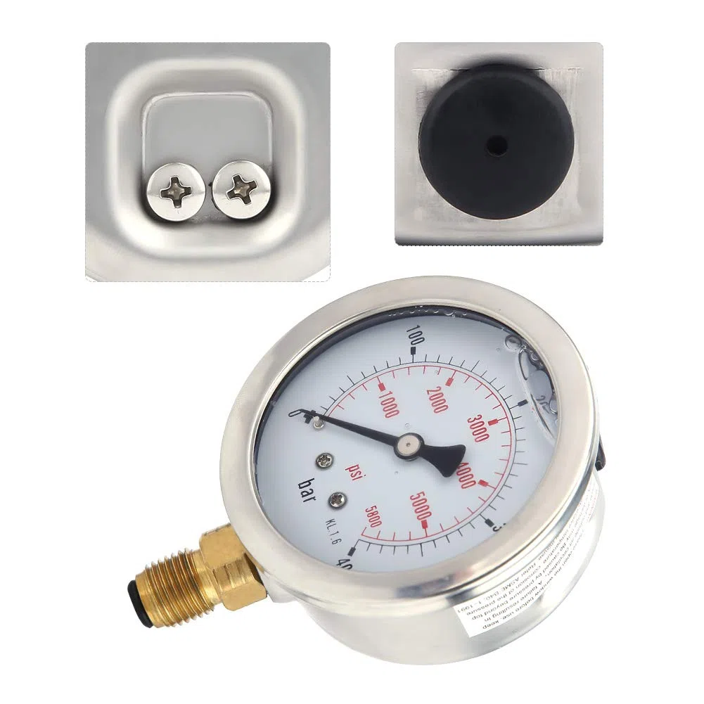 Hydraulisches Manometer Set, Hydraulischer Druckprüfer M16 x 2-BSP1/4 + 0~400 Bar/6000 PSI Hydraulikschlauch Testpunkt Kupplung, 1, 5 m Schlauchdruckprüfanzeige