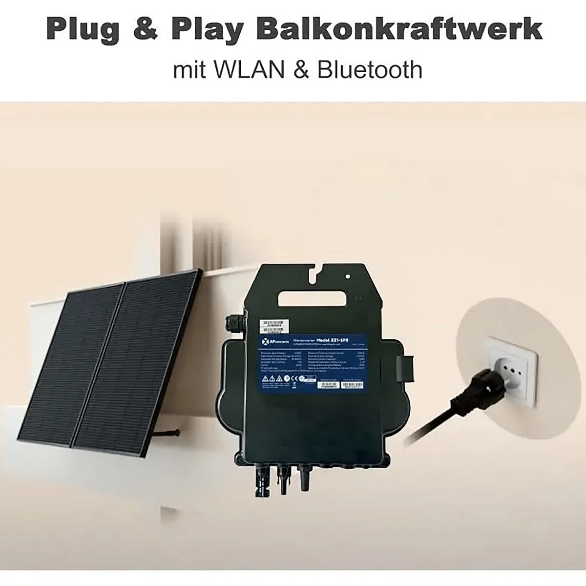 AP Systems Mikro-Wechselrichter 800 W EZ1-M-EU für Balkonkraftwerk, IP67 wetterfest, Plug-&-Play Installation, 2 MPPT, Bluetooth & WiFi, Micro Inverter