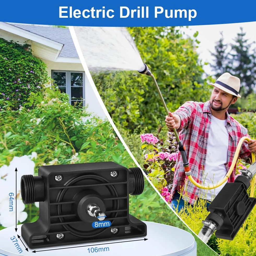 Flintronic Bohrmaschinenpumpe, Wasserpumpe, 900 L/H Selbstansaugende Transferpumpe, Akkuschrauber Pumpe, mit 2m Schlauch aus, für Wasser Öl Kraftstoffe Dieselmotoren FlüSsigwasser | Max 3500 U/min