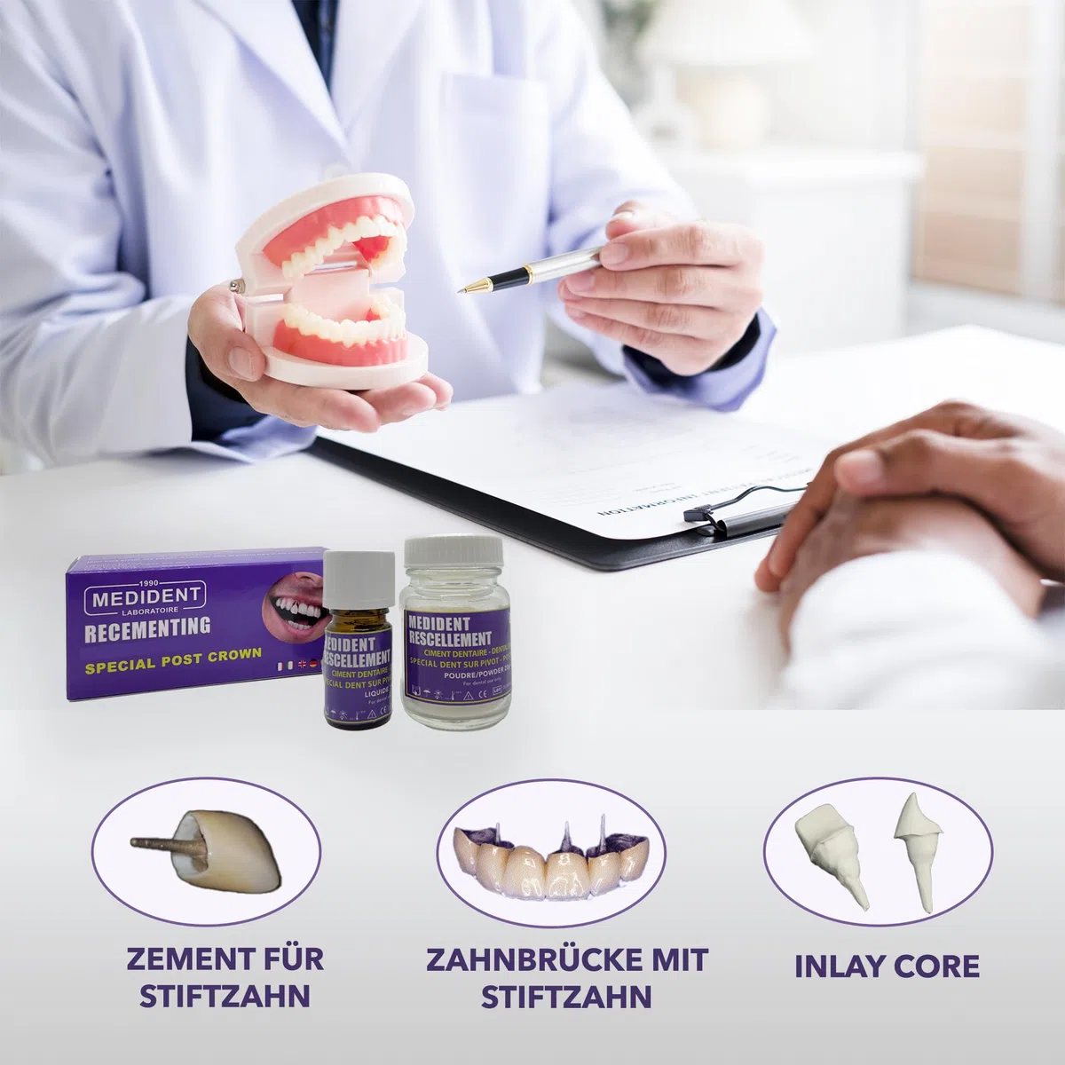 ZEMENT ULTRA KRAFTVOLL für Stitfzahnen, speziell entwickelt für die Fixierung von Stiftzähnen