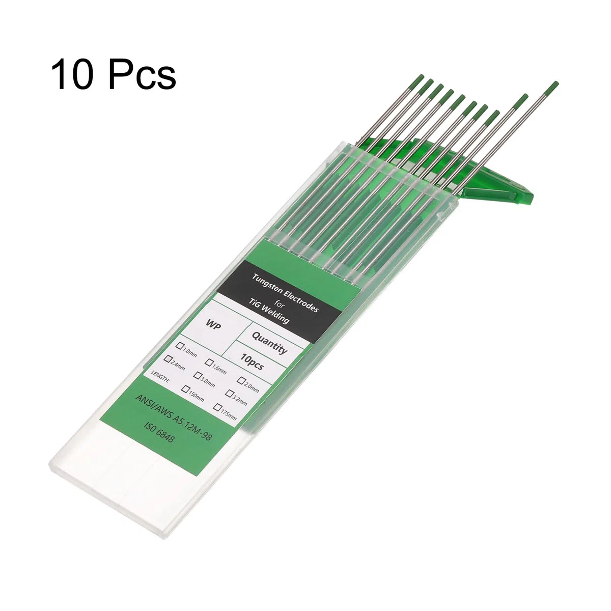 QUARKZMAN 10 Stück TIG Schweiß Wolfram Elektroden 3/32" x 7" Rein Für Edelstahl Schweißen Aluminium Magnesium Legierung Schweißen Industrie Fertigung Grün WP