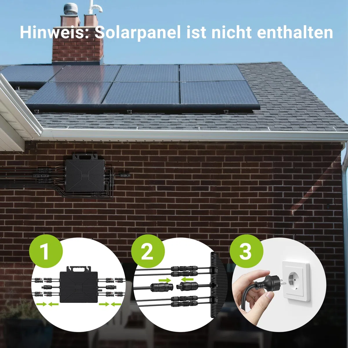 Mikrowechselrichter 2000W, Wechselrichter Balkonkraftwerk mit WLAN, Plug & Play, App Steuerung, 5M AC-Kabel, PV-Wechselrichter, MPPT Integrierter