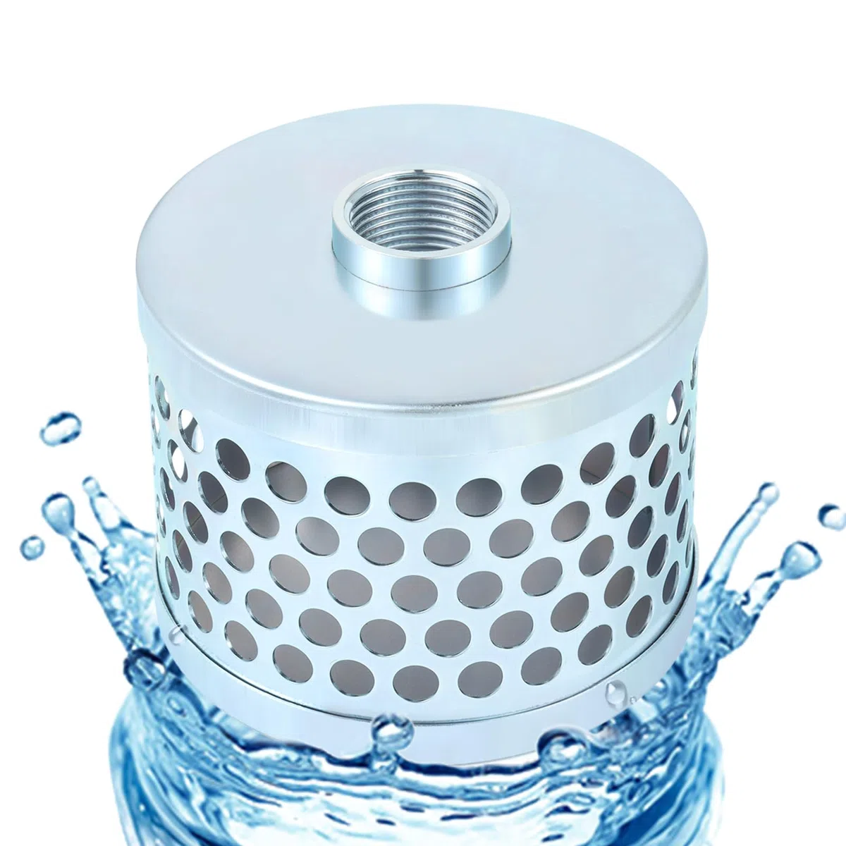 Rundes Loch Saugsiebfilter für Pumpen, kohlenstoffbeschichteter Stahlkorb Wassersaugfilter, mit NPT-Innengewinde, reduziert Feststoffe in die Pumpe (2,5 cm)