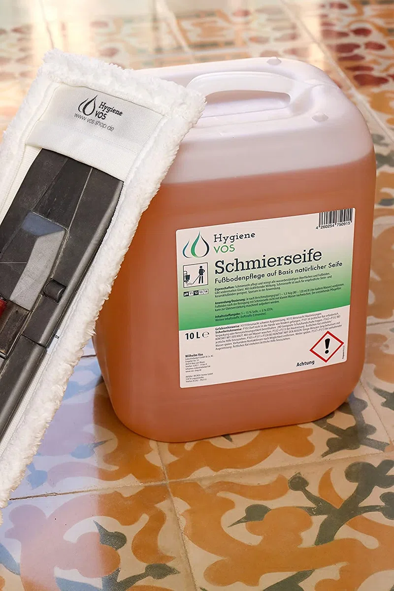 10 Liter Hygiene VOS Schmierseife Fußbodenpflege auf Basis natürlicher Seife. Für wasserbeständige Oberflächen, empfindliche Steinböden Keramikböden