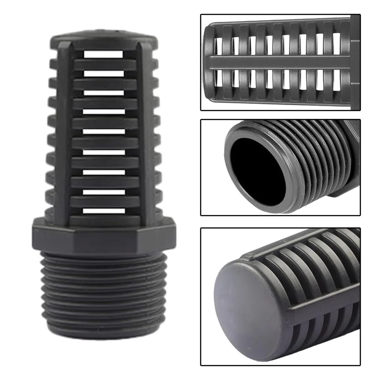 Saug-Überlaufsieb Ablaufgarnitur Anschlussstück Wasserpumpenfilter Gewindesieb Sieb für Aquarien, Teiche, Fischtanks(1,5")