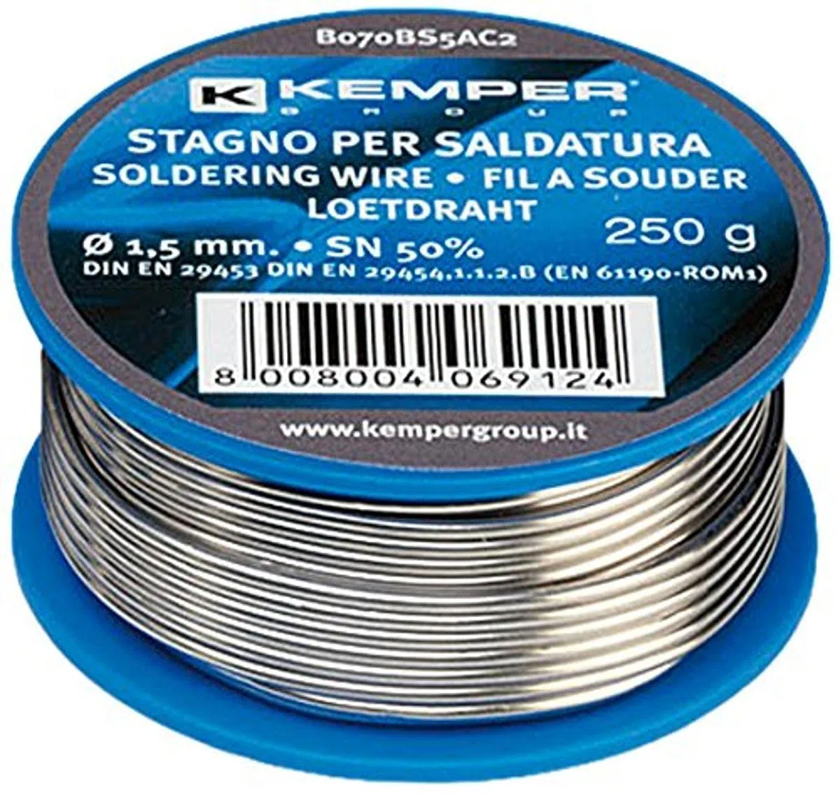 K KEMPER GROUP, L070BS5AC2 Zinndraht 50%, Durchmesser 1,5, 250 g