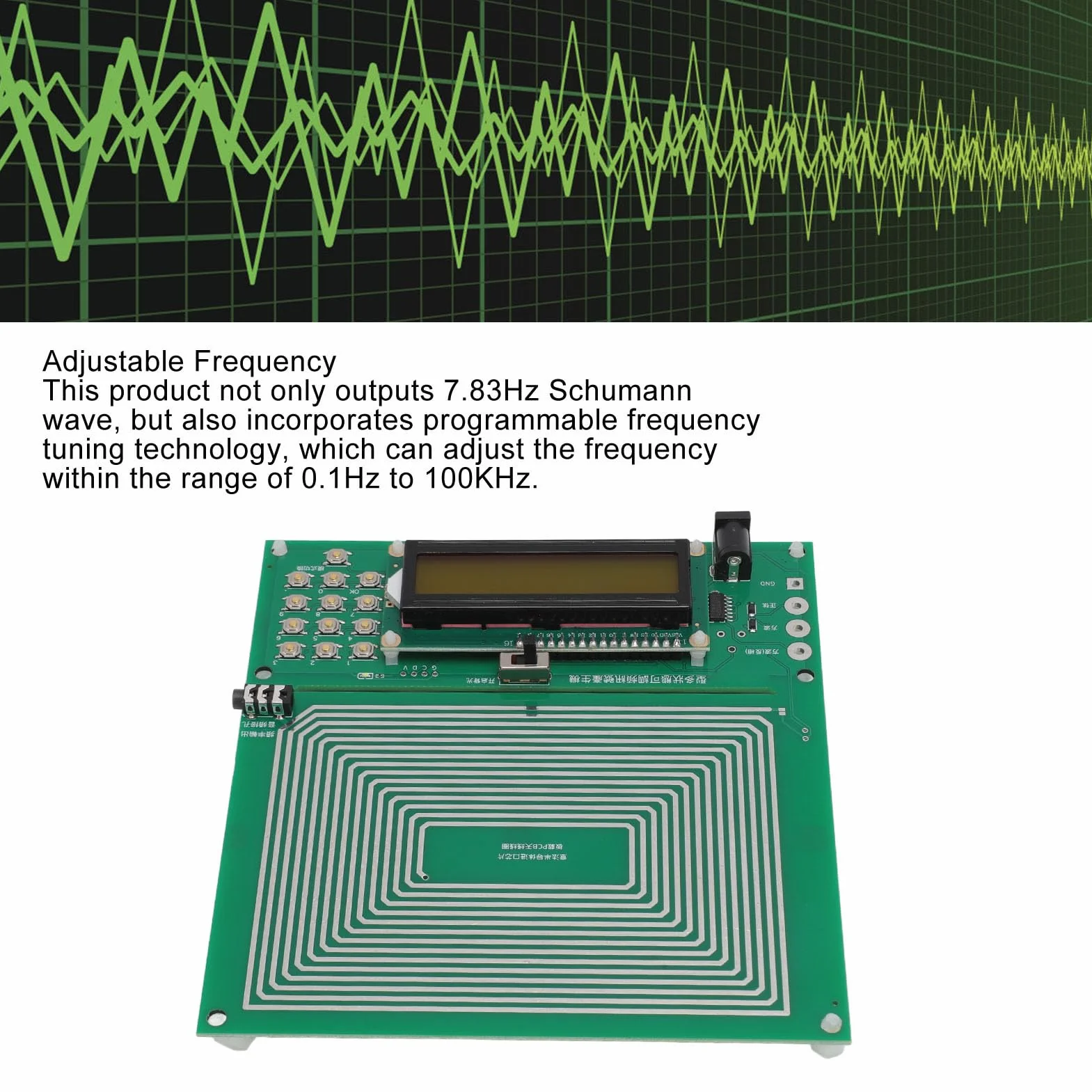 Wellengenerator, Frequenzgenerator, 0,01–100.000 Hz, Einstellbare Frequenz, 7,83 Hz, Sinus, Wiederaufladbare USB Niederfrequenz Impulsgenerator, Mehrere Wellenformen
