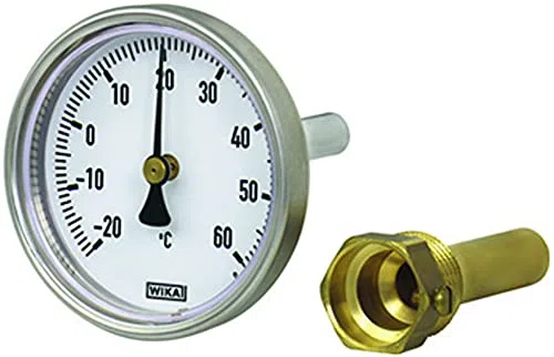 Wika Bimetall-Thermometer 1/2" x 40 mm Tauchhülse | Stahlgehäuse 63 mm | Messbereich -20 bis 60 Grad