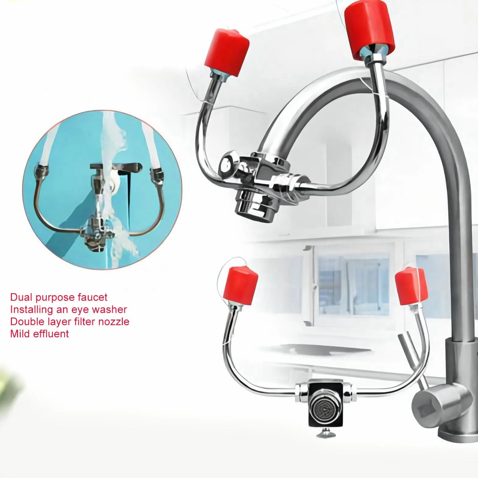 Tyenaza Augenspüler, Augendusche Wasserhahn Am Wasserhahn Montierte Augenspülstation, Notfall-Augenspülset Mit Doppeltem Verwendungszweck Und Filter Für Die Laborindustrie zu Hause G1/2