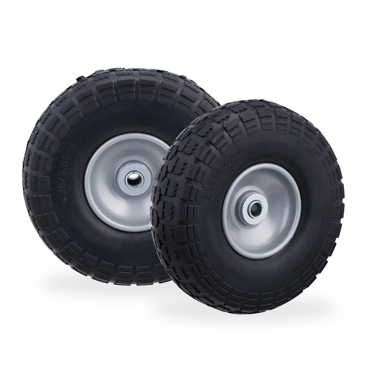 Relaxdays 2X Sackkarrenrad, pannensichere Vollgummireifen, 4.1/3.5-4", 16 mm Achse, bis 150 kg, 260x85 mm, schwarz-grau