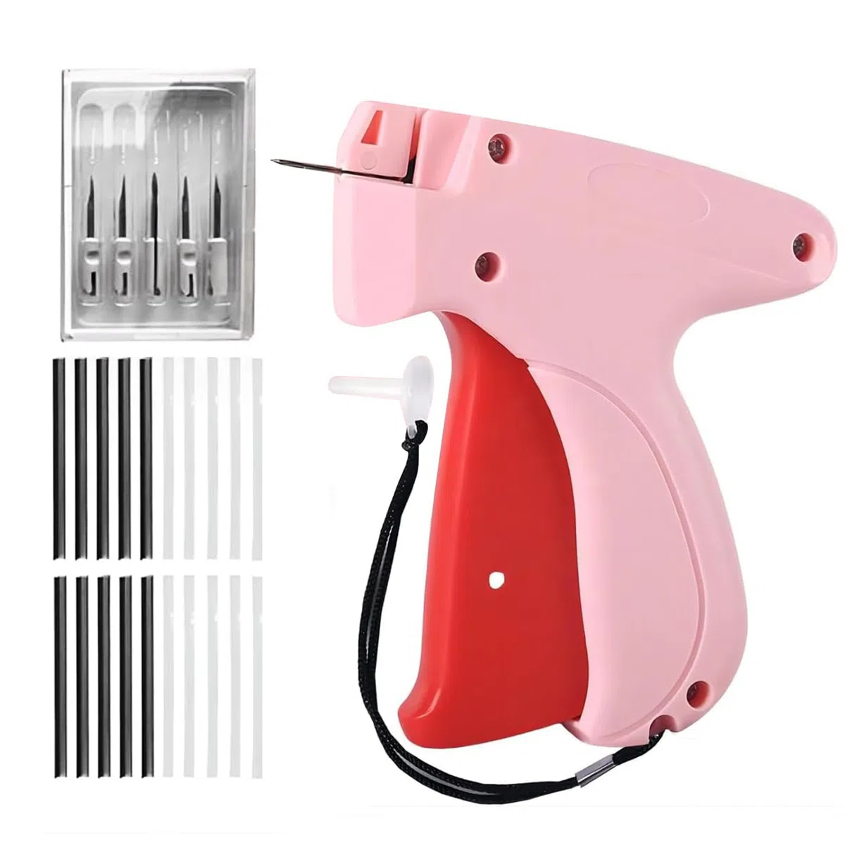 Stitcha Das Original - Fixierpistole für Namensschilder & Textilien, 1000 Nadeln inklusive， inklusive Nadeln, schnelle & sichere Befestigung ohne Nähen (Rosa)