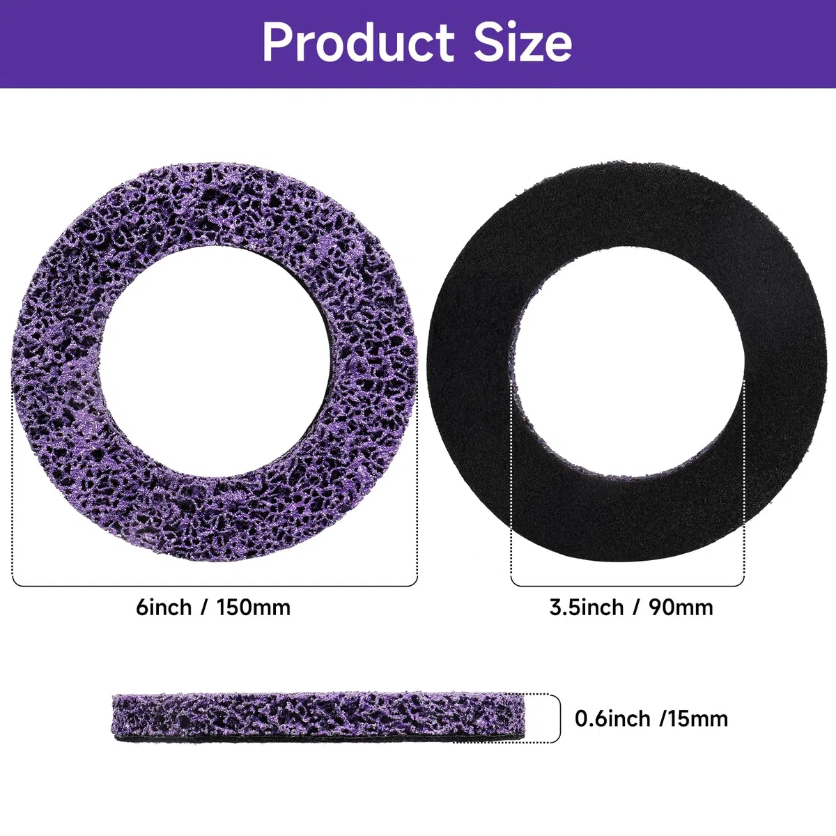 2 Stück Grob Reinigungsscheiben Ø150mm CSD Scheibe Nylon Gewebescheibe Lila für Oberflächenbearbeitung, Metall ，Radnaben Reiniger