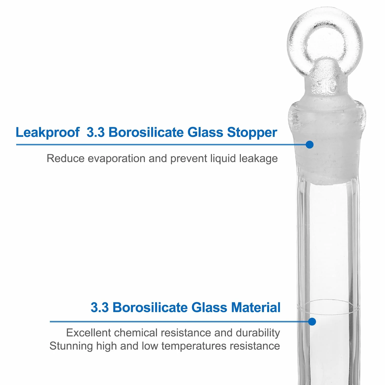 PATIKIL 5 ml Messkolben, 10 Stück 3.3 Borosilikatglas Graduierte Messkolben mit Glasstopfen Toleranz 0.22 ml für Laborexperimente, klar