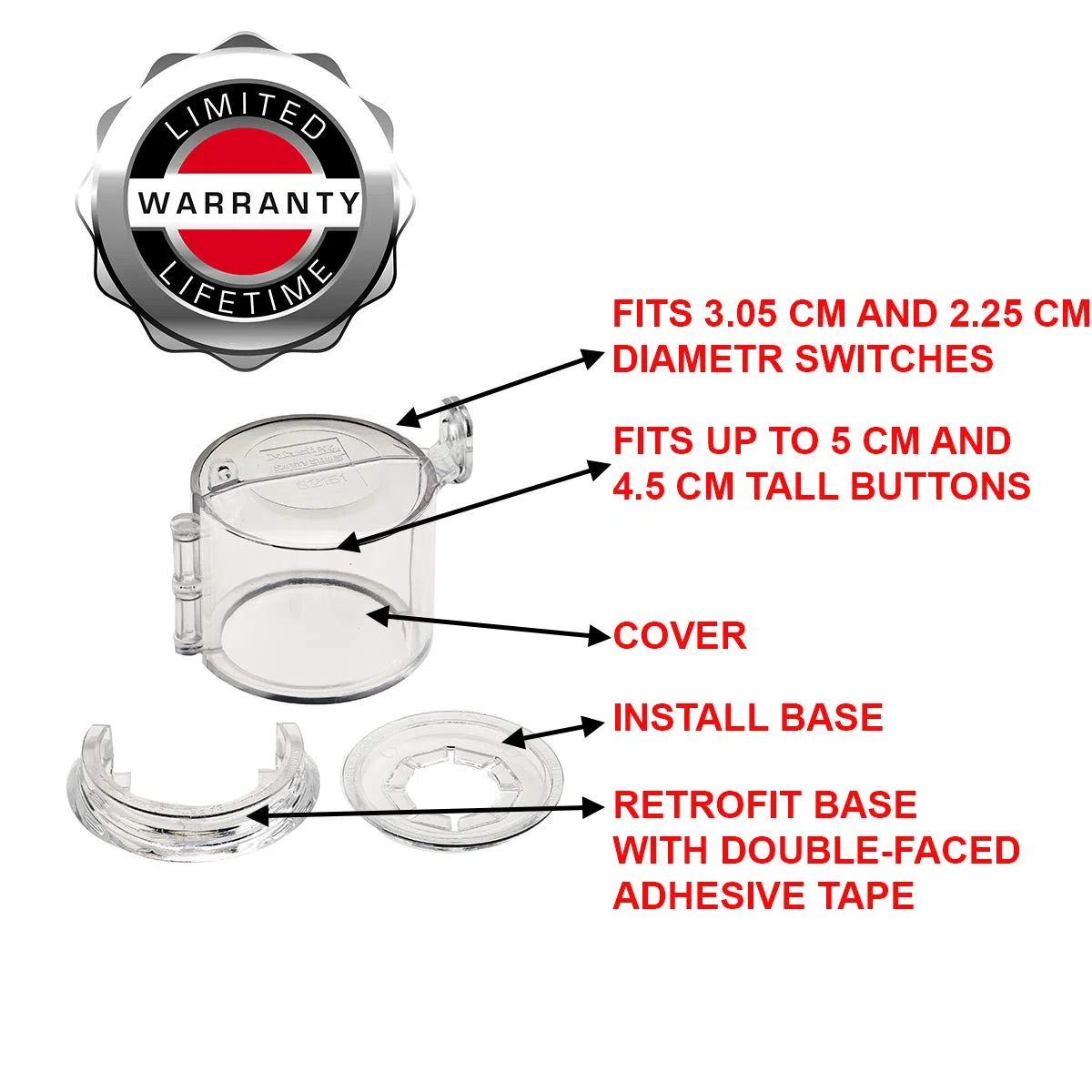 Master Lock S2151 Abnehmbare Abdeckung für Drucktaster und Drehschalter für LOTO Programm, Schalter mit den Durchmessern 30,5 mm und 22,5 mm