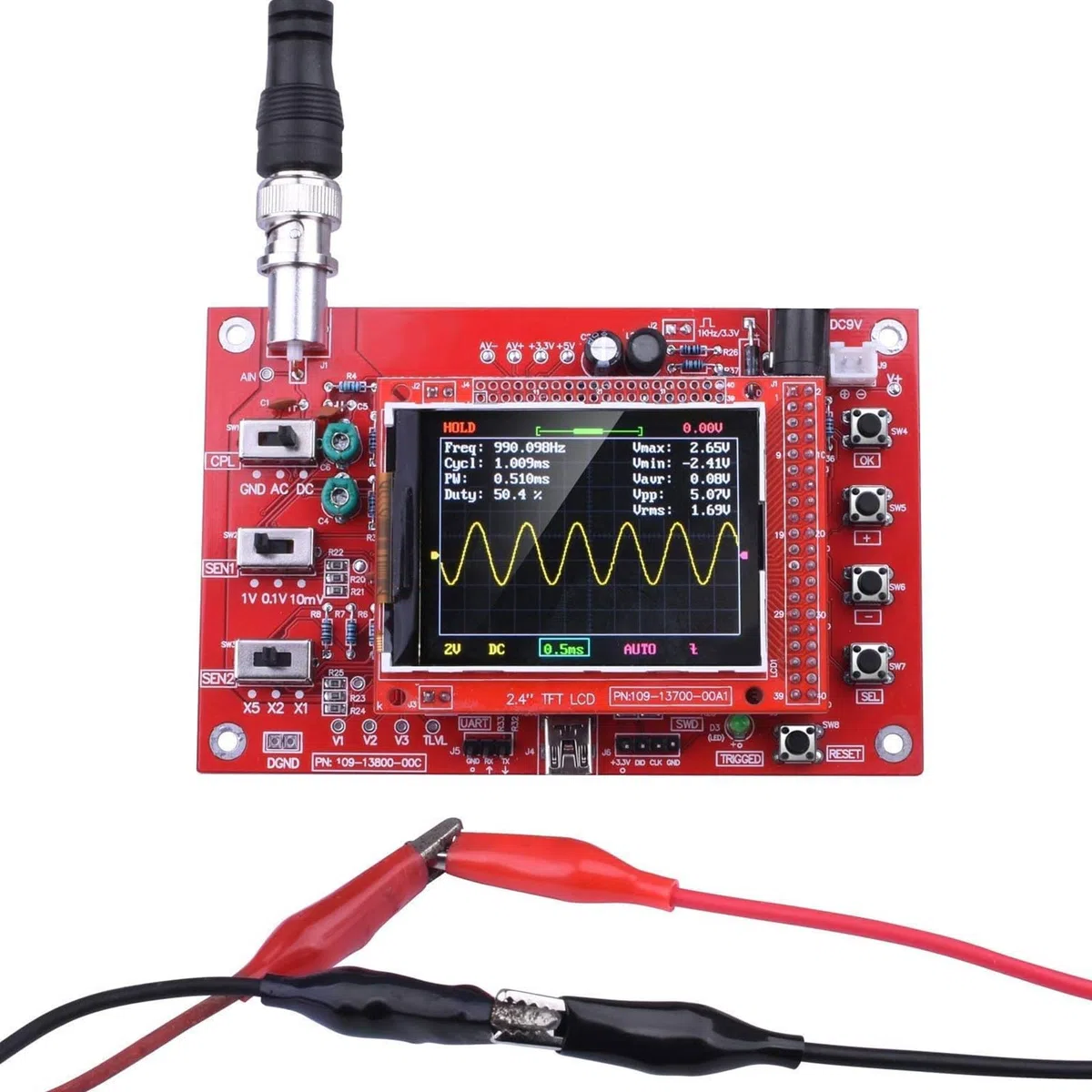 ARCELI Digitaloszilloskop-Kit im Taschenformat, Open Source, 2,4-Zoll-TFT, 1 MSP mit Sonde, zusammengebaute Version (Geschweißt)