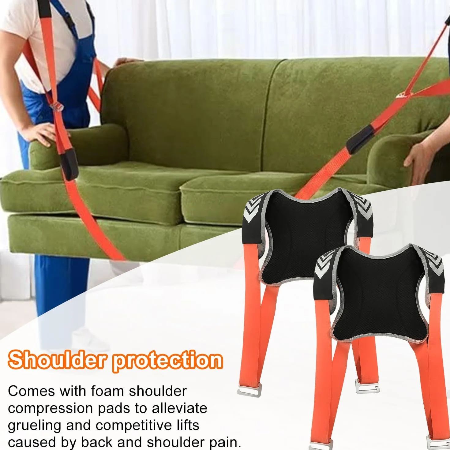 4 Stück Tragehilfe Tragegurte Umzug, Polyester Moving Straps Tragegurte für Möbelpacker, Mehrzweck Umzugshilfe Möbeltragegurte, Doppelt Shoulder Dolly Transportgurte, Geeignet für Mobile Möbel