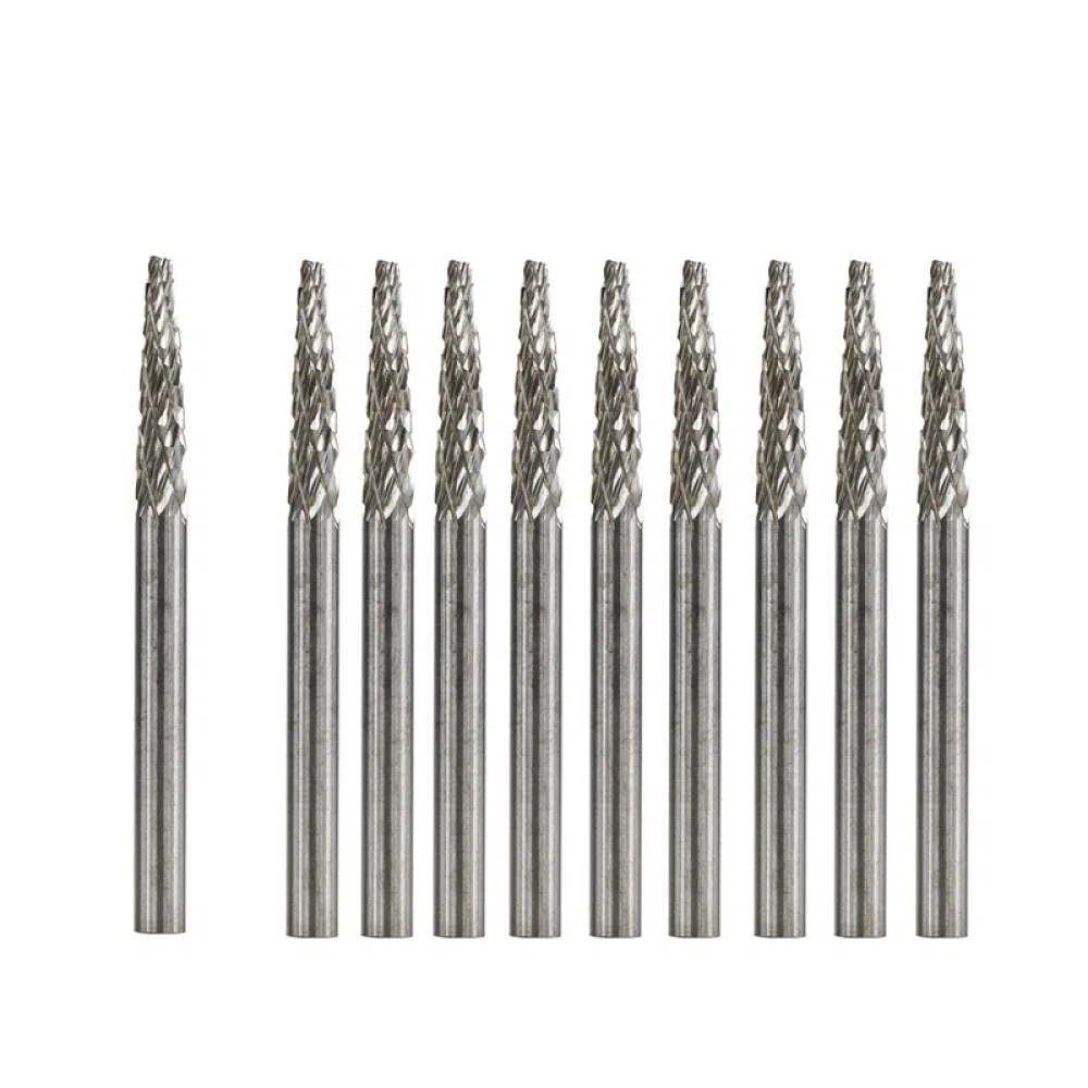 10 stücke Wolframkarbid Rotary File Set 3x3mm einzelner Schnitt Doppelschnitt Rotary Burr Set für Rotary Zubehör Set-10 stücke l doppelt schnitt