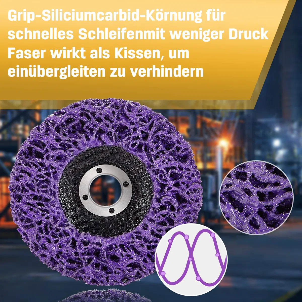 LAIWOO CSD Scheibe Schleifscheibe, Lila Reinigungsscheibe Set, Grobreinigungsscheibe Nylongewebescheibe Lackentfernung Rost für Winkelschleifer (5 Stücke - 125 * 22mm)