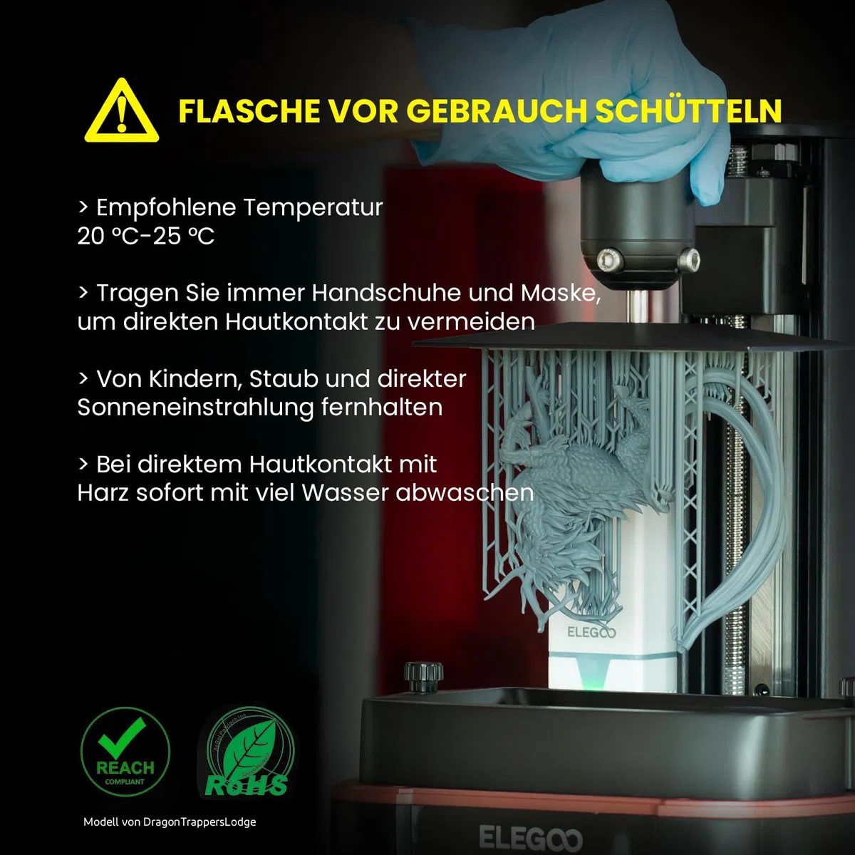 ELEGOO ABS-Like 3D Drucker Resin 2.0 405nm UV-härtendes Photopolymer Harz für LCD 3D Drucker Grau 1000g