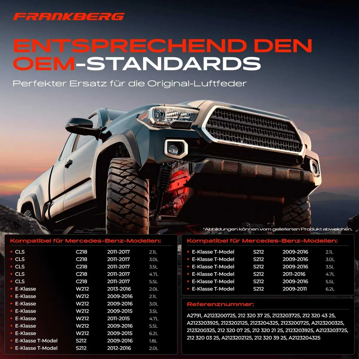 Frankberg Luftfederung Luftfeder Hinterachse Links Kompatibel mit CLS C218 2011-2017 CLS Shooting Brake X218 2012-2017 E-Klasse W212 2009-2016 E-Klasse T-Model S212 2009-2016 Replace# 2123204325